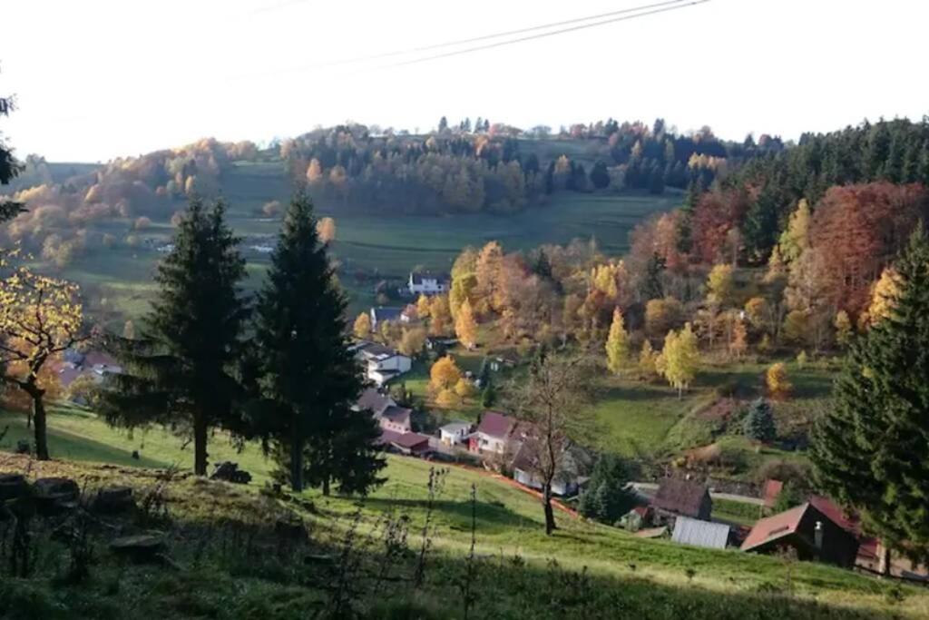 Ruhiges Ferienhaus Am Waldrand Mit Sauna Und Kamin - Hellaberg II Langenbach  外观 照片